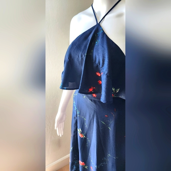 NWT Floral Navy Blue Maxi Dress with Halter Top! - Picture 2 of 6
